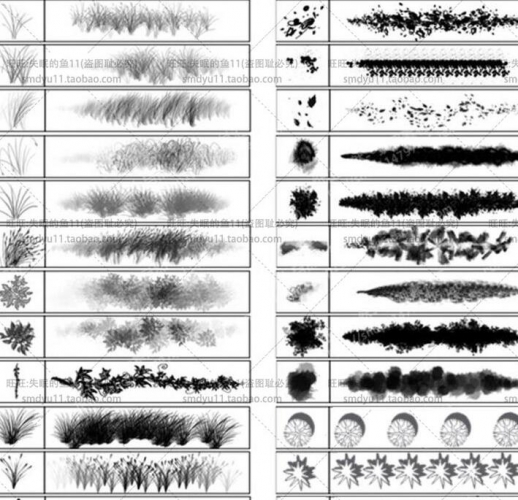 100余种PS笔刷花卉树木 动物笔刷仄里树草本动物景不雅本创设想素材