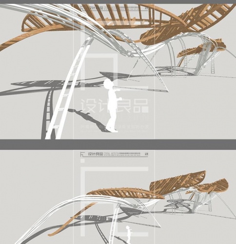su模子草图巨匠 当代同形廊架 特征飘带雕塑小品构架 景不雅素材