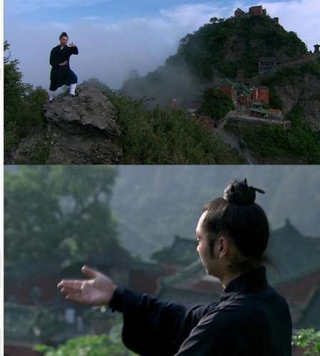 操练挨太极拳 武当山光景云雾山 羽士建止 古筝古琴 下浑视频素材