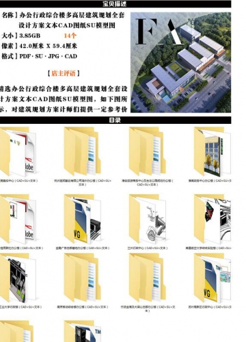 多下层止政办公综开楼齐套修建计划设想计划文本CAD图纸SU模子图