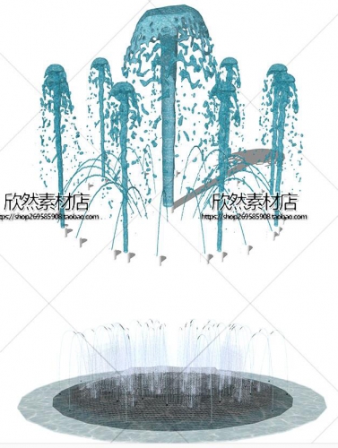LS3-5园林景不雅火景sketchup火柱火花跌火叠火喷泉涌泉涝喷SU模子