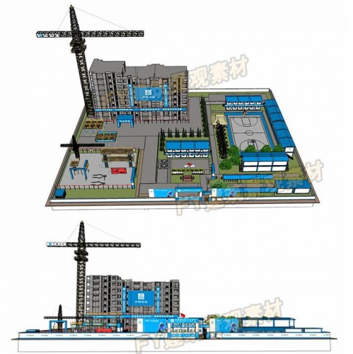 草图巨匠举动板房宿舍SU模子工天举动房板房修建工天施工SU模子