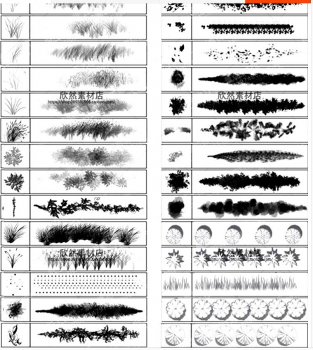 BS1花卉树木草本动物PS笔刷仄里图剖坐里结果图计划修建景不雅素材