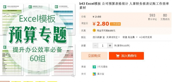 b43 Excel模板 公司预算表格统计 人事财政报表记账事情服从素材