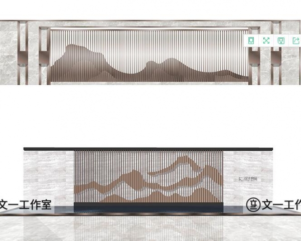 山川景墙山石片岩新中式禅意景不雅设想园林中式su模子广场布景墙