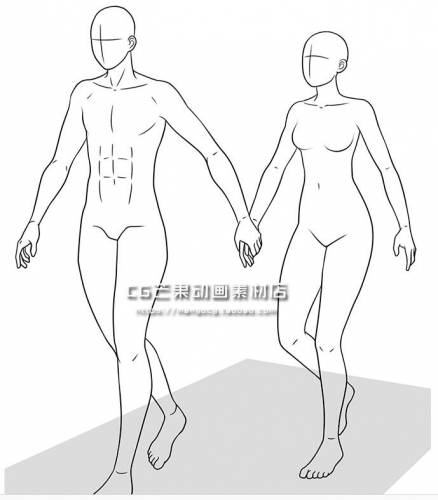 动漫线稿 单人行动外型 形体姿式构造 人体透视素材 摹仿参考素材