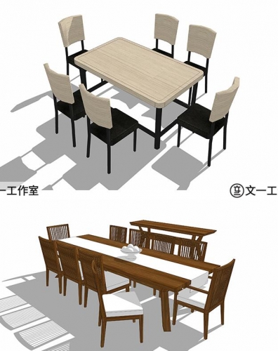 草图巨匠sketchup室内乱设想su餐桌好式椅子桌子家具气势派头模子素材库