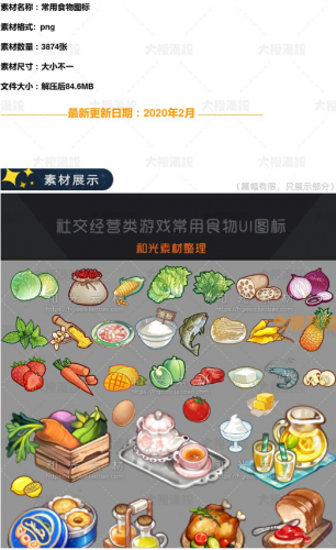 游戏经常使用交际运营类 农场 餐厅 蔬菜生果食品UI图标icon 素材PNG