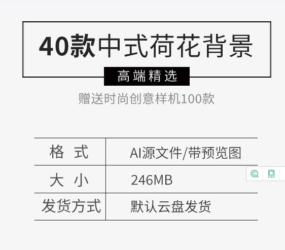 新款矢量AI当代繁复新中式笼统荷花布景纹理插绘图案包拆设想素