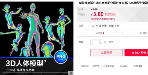 新款潮水酸性将来赛专朋克镭射突变3D人体模子PNG图片设想素材PS