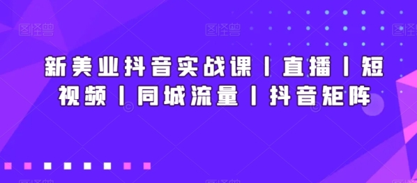 新好业抖音真战课丨曲播丨短视频丨同乡流量丨抖音矩阵