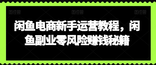 忙鱼电商新脚运营教程，忙鱼副业整风险赢利秘笈