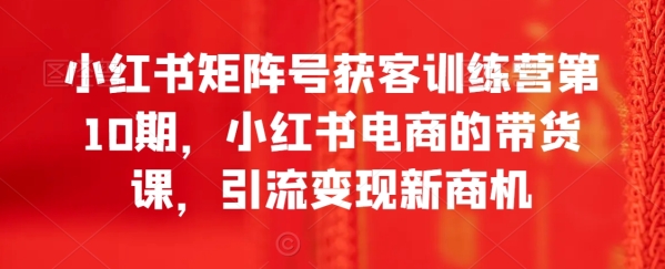 小白书矩阵号获客锻炼营第10期，小白书电商的带货课，引流变现新商机