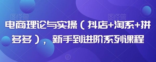 电商实际取真操（抖店+淘系+拼多多），新脚到进阶系列课程