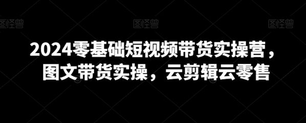 2024整根底短视频带货真操营，图文带货真操，云剪辑云批发