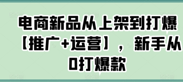 电商新品从上架到挨爆【推行+运营】，新脚从0挨爆款