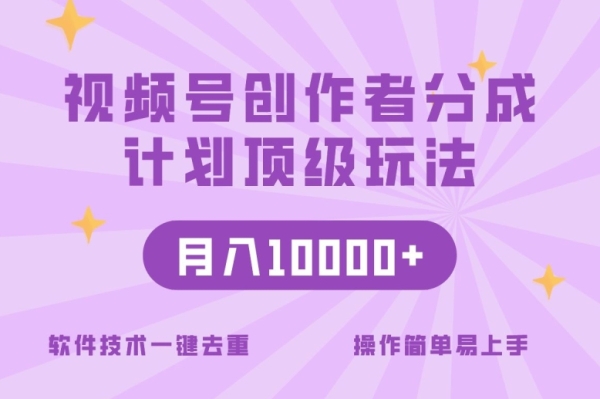 视频号创做者分红顶级弄法，杂小黑也能100%本创，无脑月进10000+