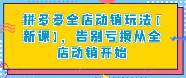 拼多多齐店动销弄法【新课】，辞别吃亏从齐店动销开端