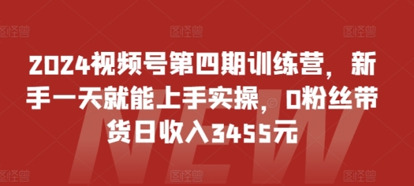 2024视频号第四期锻炼营，新脚一天就可以上脚真操，0粉丝带货日支出3455元