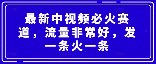 最新中视频必水赛讲，流量十分好，收一条水一条