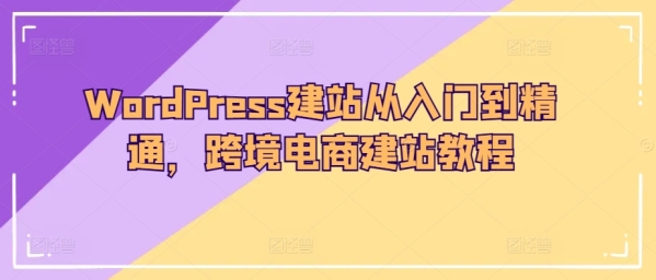 WordPress建站从进门到精晓，跨境电商建站教程