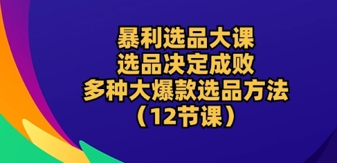 暴利选品年夜课：选品决议成败，教您多种年夜爆款选品办法(12节课)