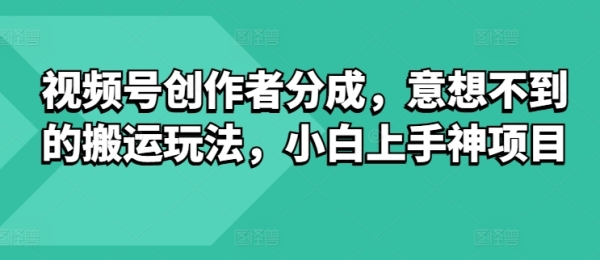 视频号创做者分红，意念没有到的搬运弄法，小黑上脚神项目