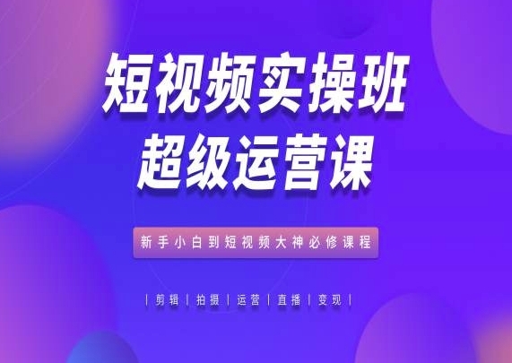 短视频真操班超等运营课，新脚小黑到短视频年夜神必建课程