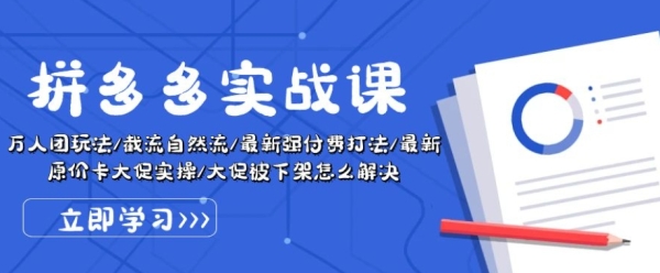 拼多多真战课：万人团弄法/截流天然流/最新强付费挨法/最新本价卡年夜促..