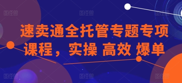 速卖通齐托管专题专项课程，真操 下效 爆单