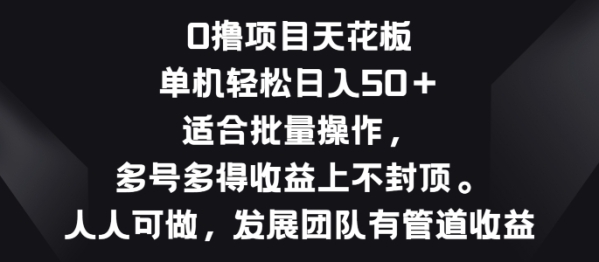 整撸项目天花板，单机一天 50+合适批量操纵，多号多得支益无尚限