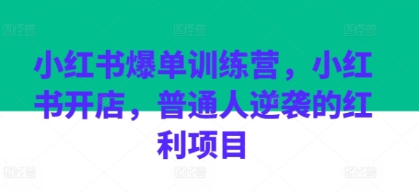 小白书爆单锻炼营，小白书开店，一般人顺袭的盈余项目