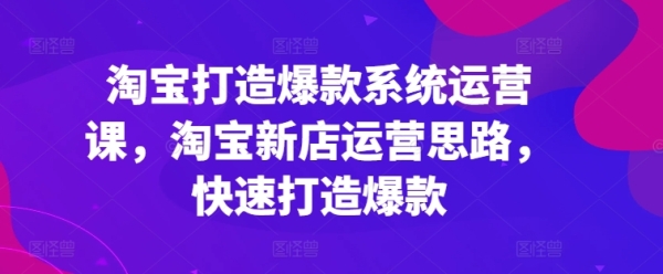 淘宝挨制爆款体系运营课，淘宝新店运营思绪，快速挨制爆款