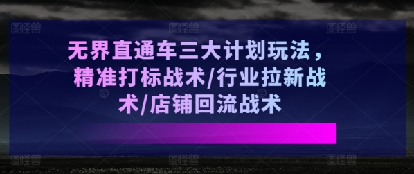 无界纵贯车三年夜方案弄法，粗准挨标战术/止业推新战术/店肆回流战术