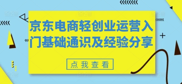 京东电商沉创业运营进门根底通识及经历分享